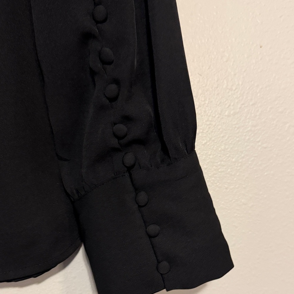 Express Black Long Sleeve Button-Cuff Blouse NWT - image 4